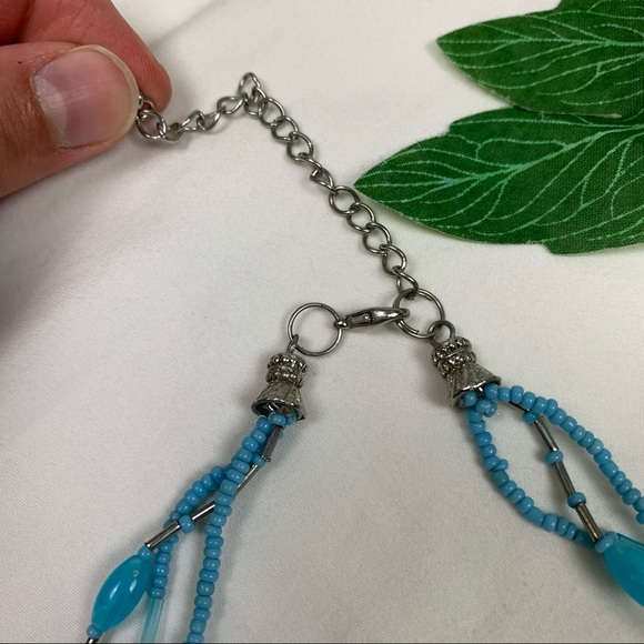 Vintage Blue Beaded Multi Strand Necklace - Picture 6 of 9